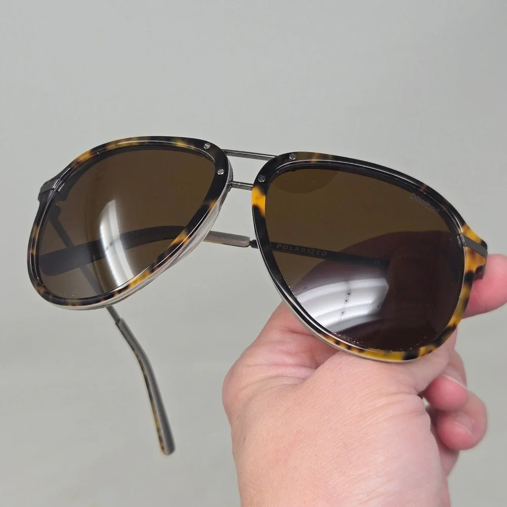 Calvin Klein Collection Polarized Sunglasses Tortoise Pilot CK7253SP 216 Mens